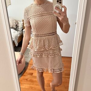 Bloomingdale’s Aqua lace ruffle dress